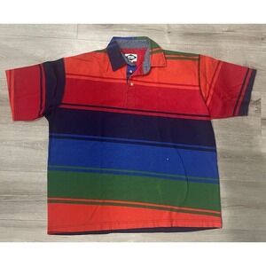 Vintage DAY-X Mens Shirt Blue 90s Striped Short Sleeve XL